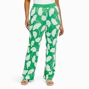 Diane Von Furstenberg x Target Ginkgo Green Sweater Knit Flare Pants New